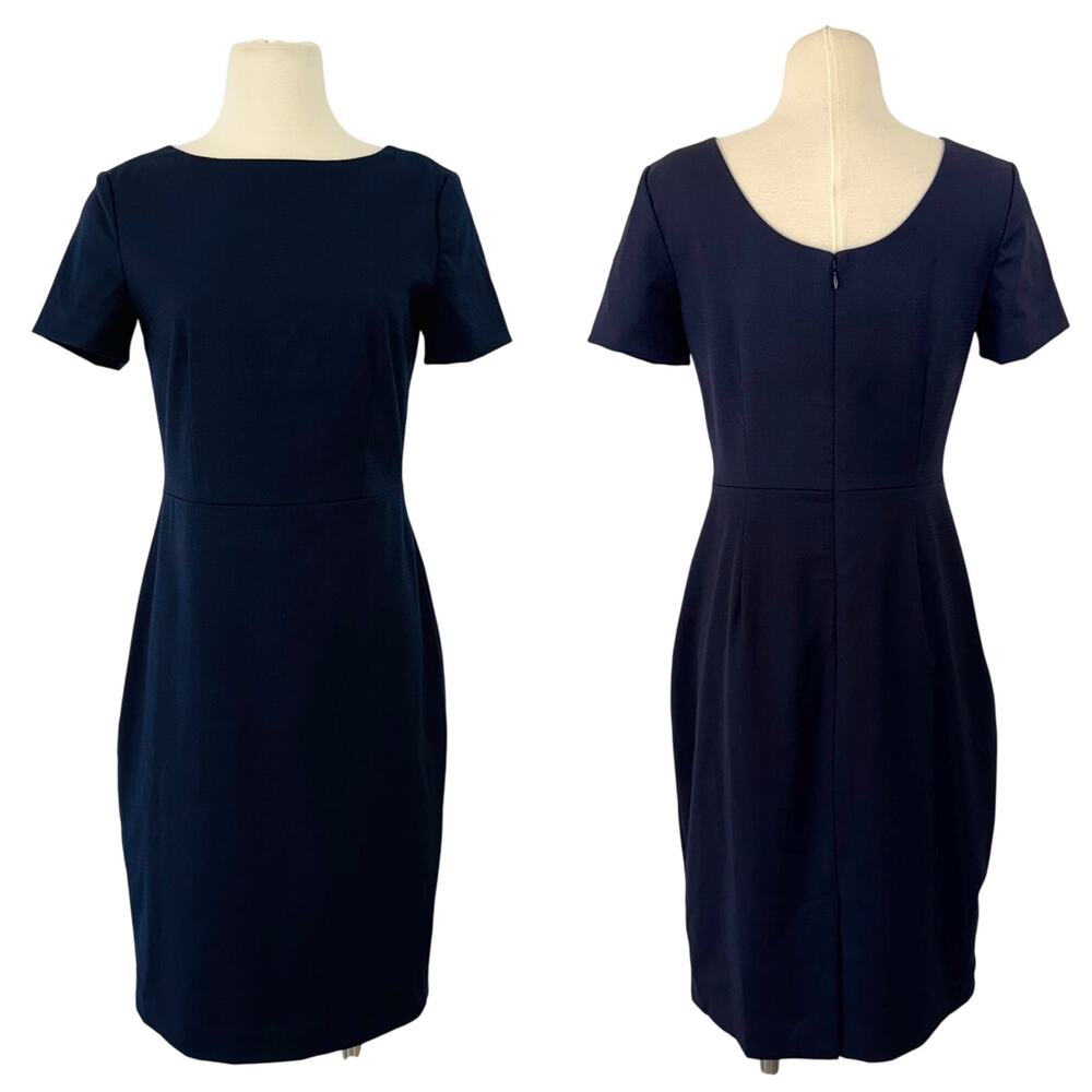 Theory Varetta Sheath Dress Short Sleeve Spring Wool Blend Suit Navy Blue 8